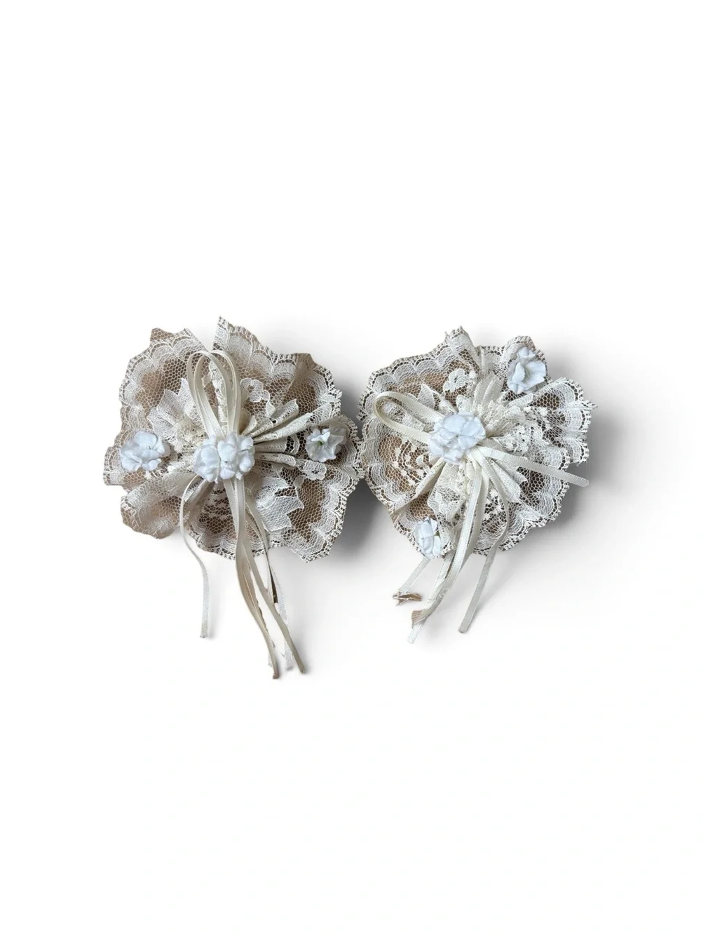 Ivory Floral Lace Hair Clips